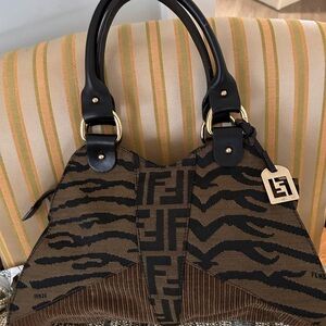 Vintage Fendi Zebra Patterned bag. Very rare/ with inside lining damage.
